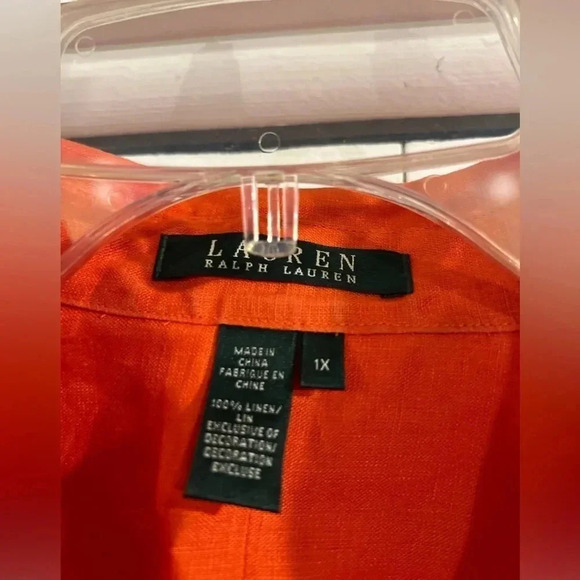Ralph Lauren Long sleeve Orange Shirt Sz 1X Button Front. In perfect condition. - Picture 6 of 11
